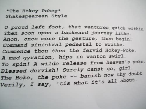 Shakespearean Hokey Pokey